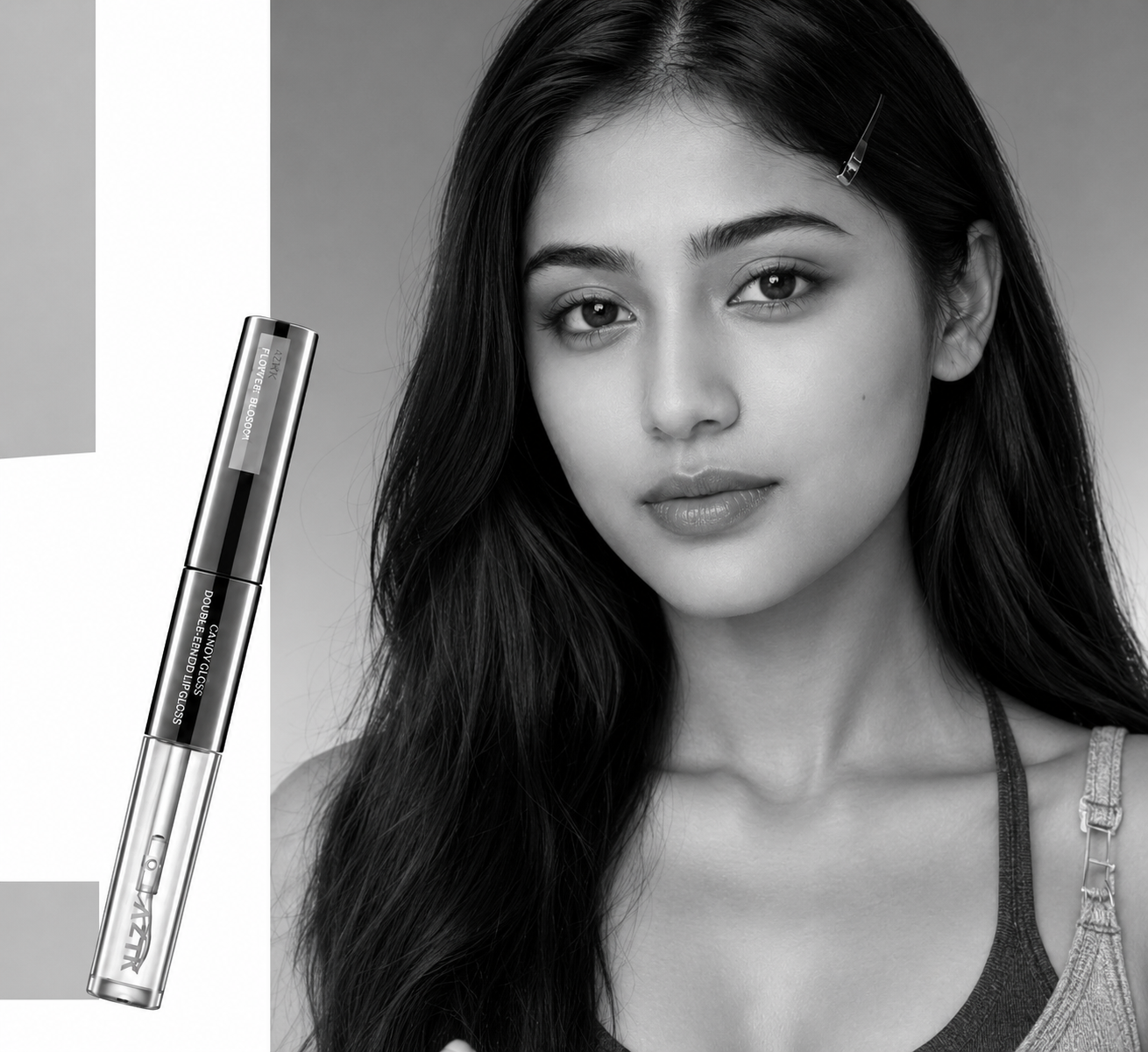 AZTK Candy Floss Double Touch Lipgloss campaign portrait and product